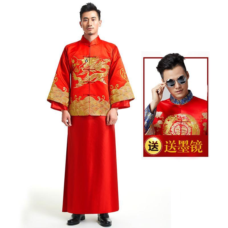 Yifenmengfang Tú Hòa Phục Đồ Nam 2020 Mẫu Mới Phong Cách Trung Hoa Hôn Lễ Kết Hôn Chú Rể Lễ Phục Áo Long Phụng Áo Khoác Cho Váy Áo Kiểu Tàu