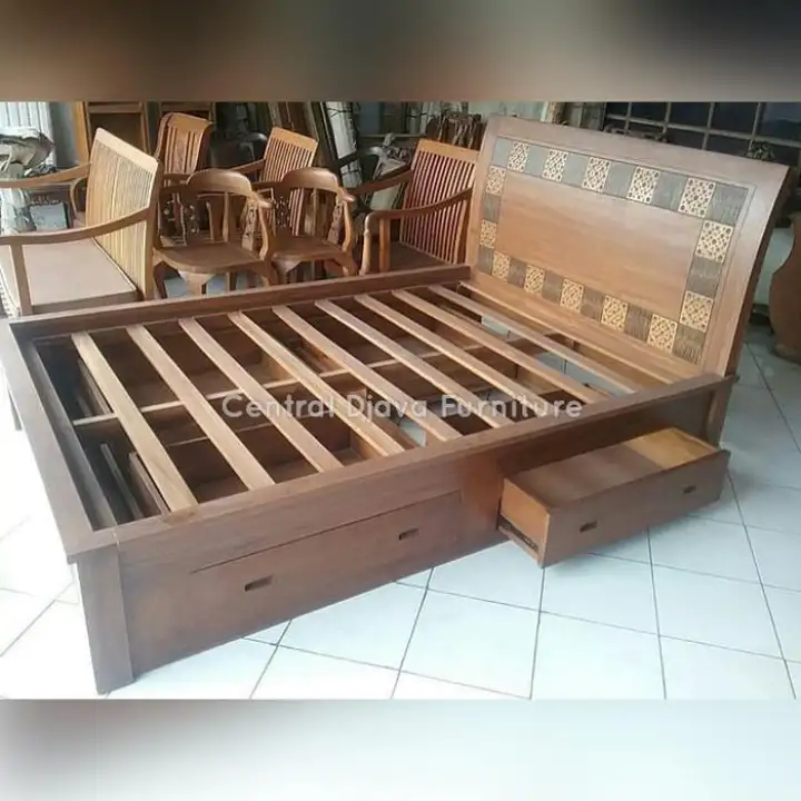 Dipan Minimalis Laci Tempat Tidur Kayu Jati Mebel Jepara