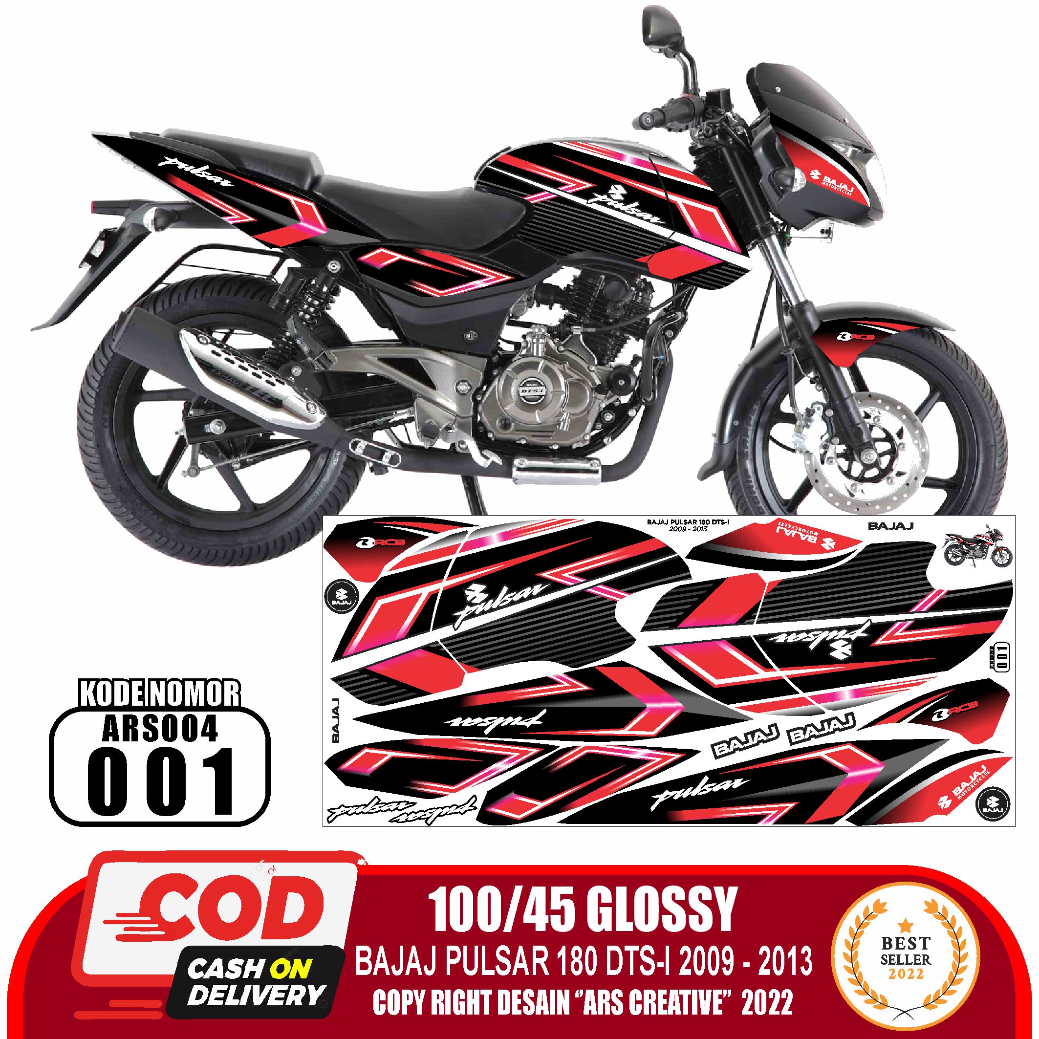 Sticker Striping Bajaj Pulsar 180 DTS-i Variasi Decal AAS004 Glossy/Doff  Semua Ready Bisa COD