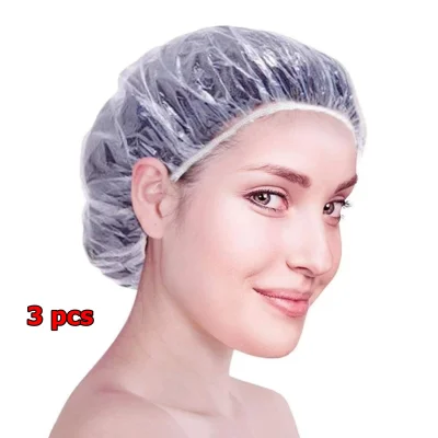 3PCS Topi mandi PLASTIK Showercap keramas hotel Shower cap Penutup Kepala