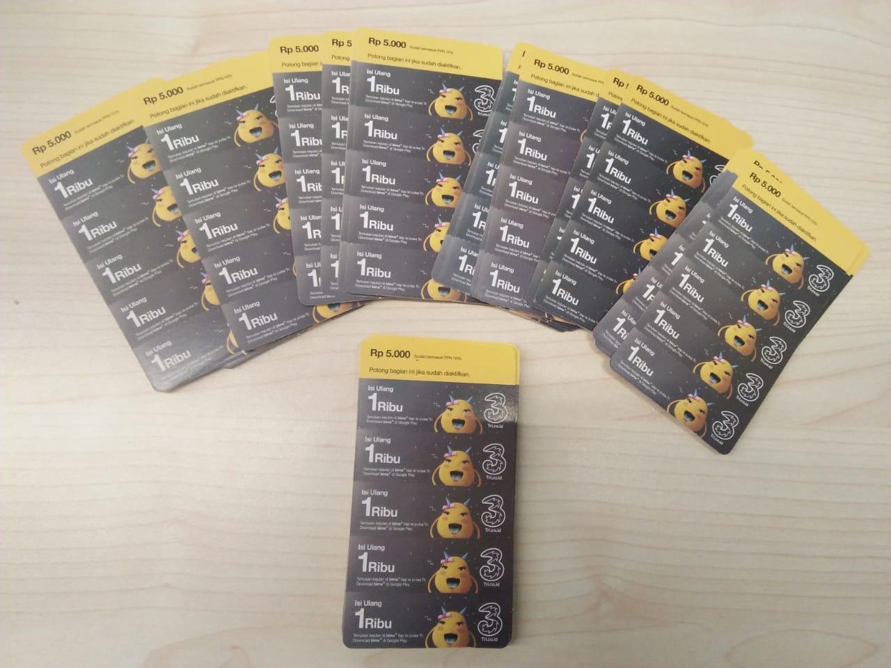 VOUCHER PULSA TRI 1000 Isi 5pcs