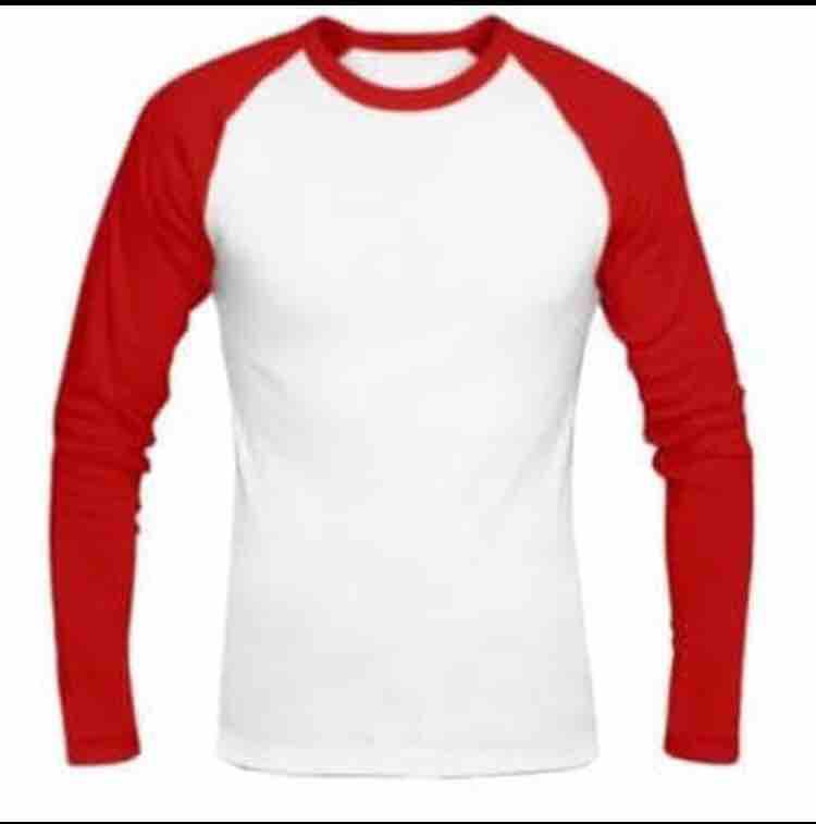 RAGLAN POLOS LENGAN PANJANG/BADAN PUTIH LENGAN MERAH CABE MLXLXXL UNISEX