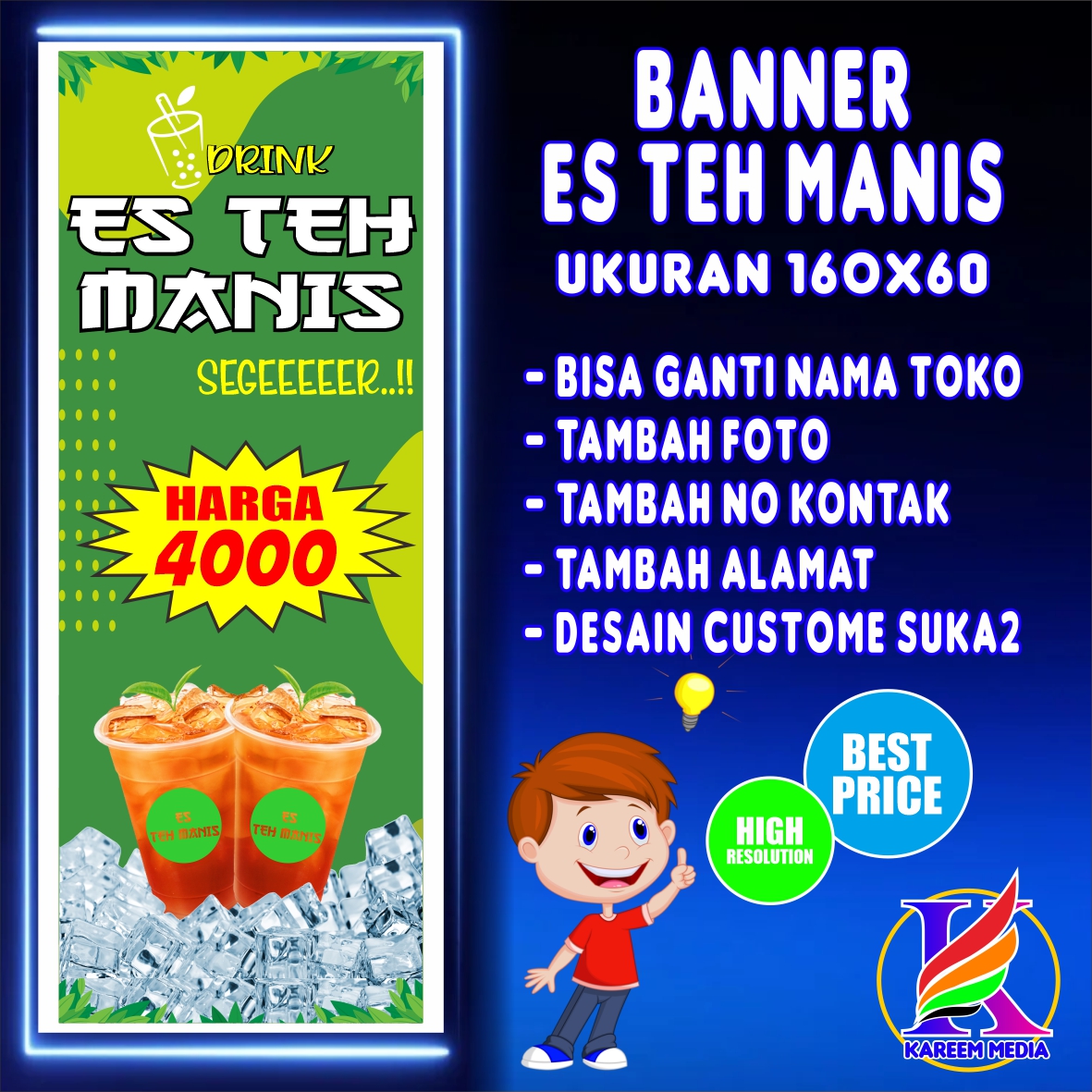 Spanduk Banner Backdrop Es Teh Manis/ Banner Es Teh Manis Es Teh Poci