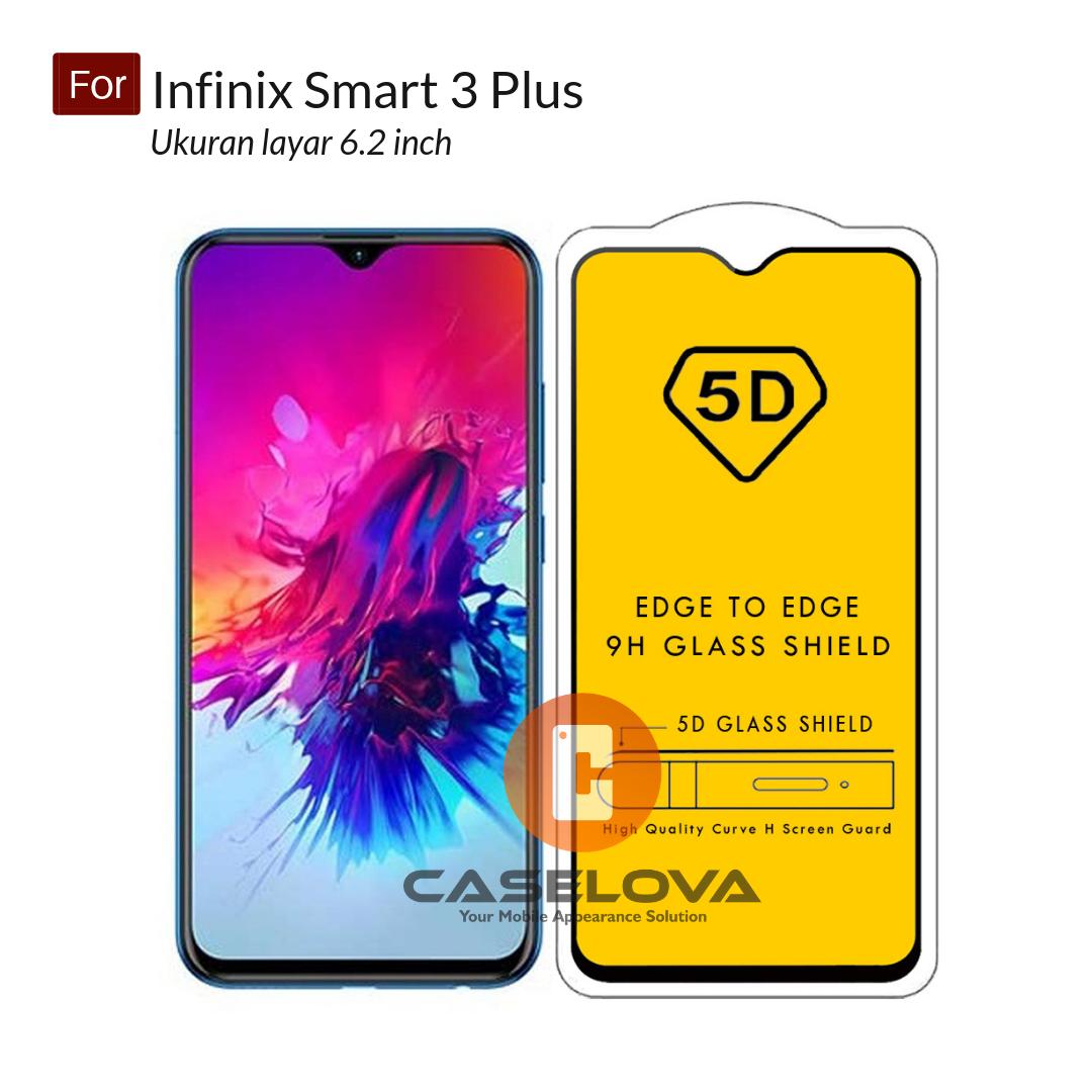 Caselova Premium Full Cover Tempered Glass 5D 6D 9D Round Curved Edge For Infinix Smart 3 Plus - Hitam