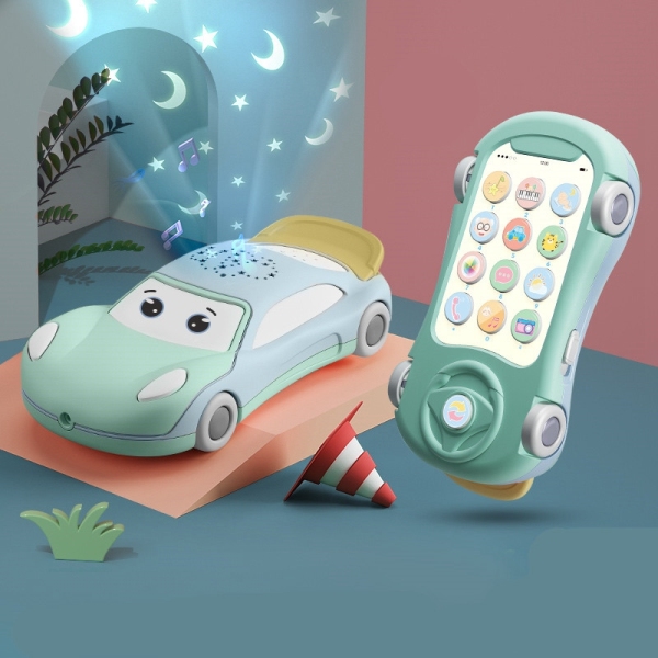 Electric Cartoon Car Phone Toys for Baby Kids Learning Toys Educational Musical Toys with Projector Light