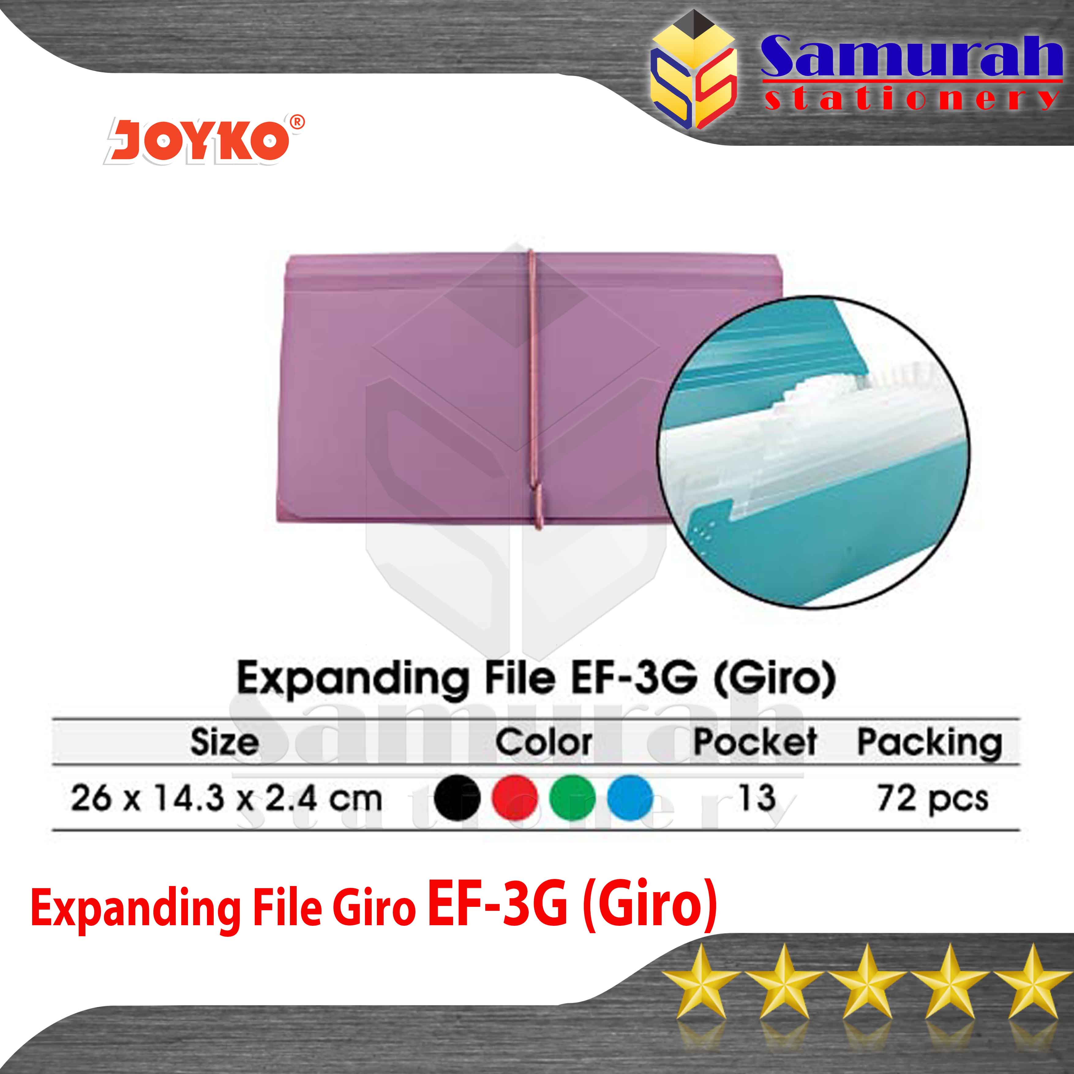 Expanding File Joyko Ukuran Giro EF3G / Map Dompet Plastik Sekat buat Nota / Cek / Kuitansi