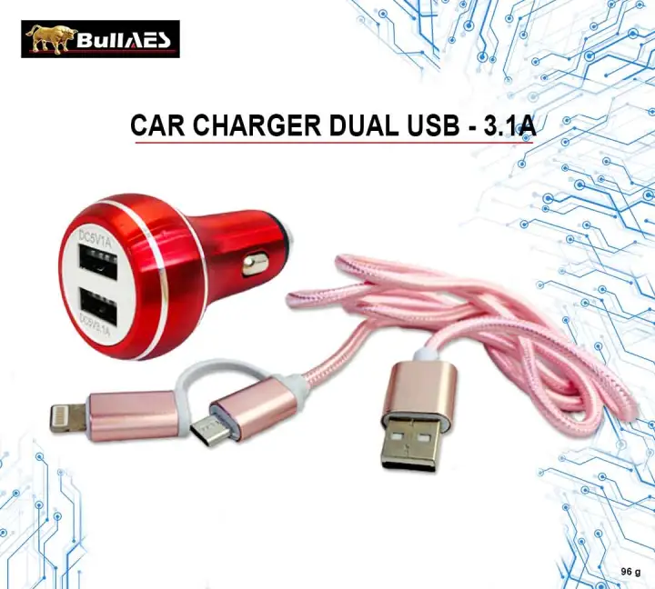 Car Charger 2 Port Usb Mobil Charger Super Fast Charging With Cable Lazada Indonesia