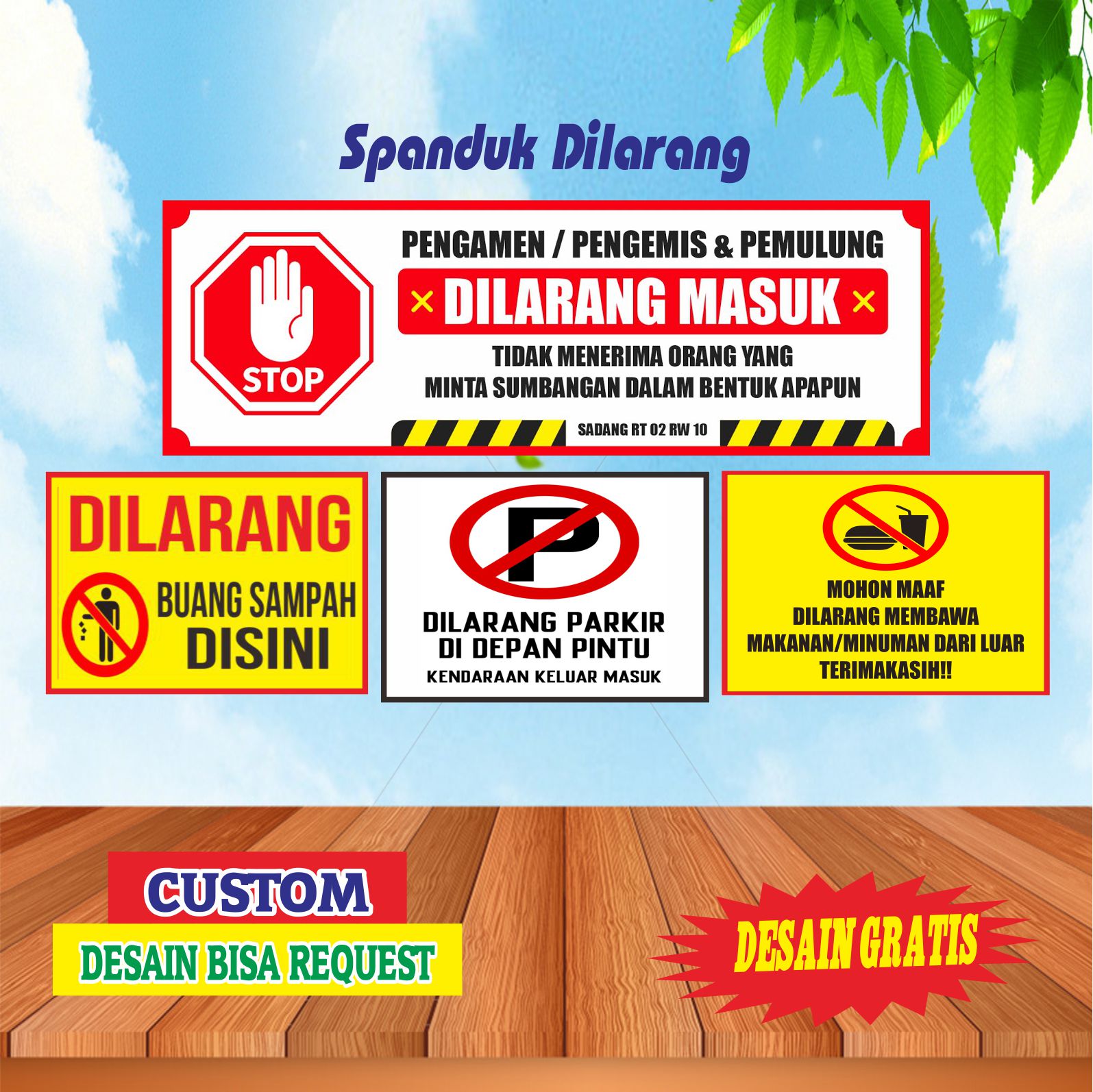 Spanduk Banner Dilarang Buang Sampah Dilarang Masuk Bisa Request Desain ...