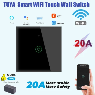 Agbistue TUYA 20A Smart WIFI Touch Wall Switch Light Water Heater Refrigerator Oven Switch Support Timer function Work With Google Home and Alexa