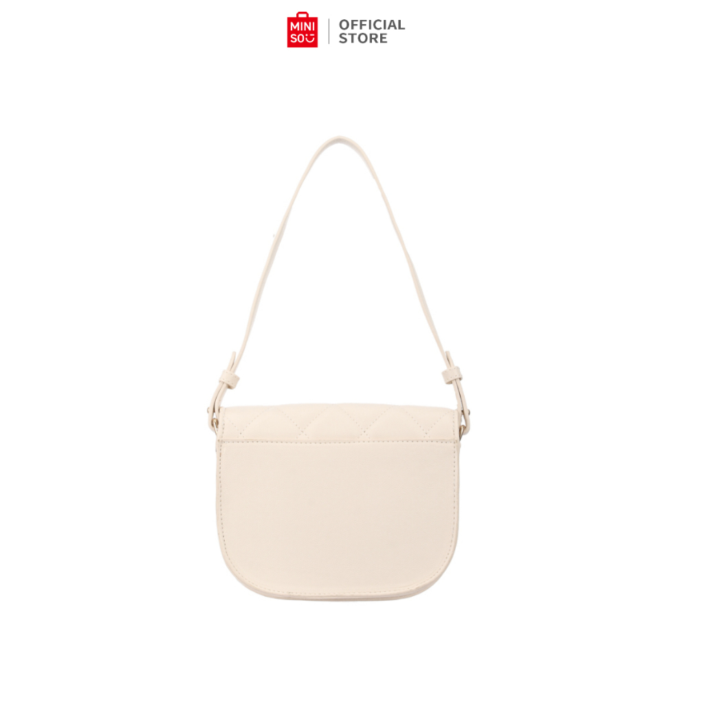 MINISO Shoulder Bag Tas Bahu Wanita Elegent Tas Hitam PVC Fashion Korean  Style Vintage Women Bag