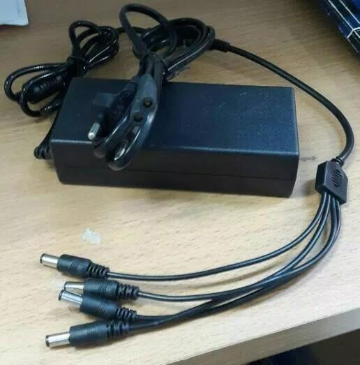 Adaptor cctv 12v5a+kabel cumi cabang 4 langsung buat colokan 4kamera bagus