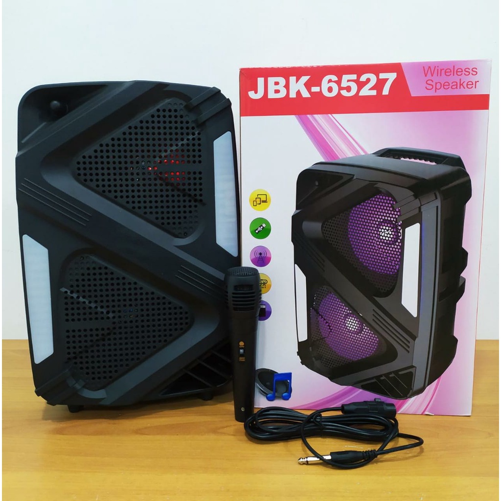 SPEAKER BLUETOOTH JBK 6527 SPEAKER KARAOKE LED FREE MIC EXTRA BASS