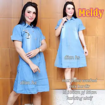 dress denim wanita