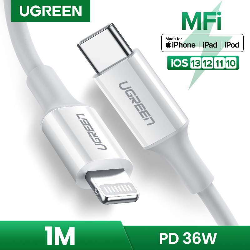 【1 Tahun Garansi】UGREEN Kabel Data for Apple iPhone 11, 11 Pro, XR, 8Plus USB Tipe C ke Lightning untuk MacBook Pro Lightning ke USB-C untuk Apple, Kabel Pengisian Daya Cepat PD untuk Macbook, Dibuat untuk iPhone Xs Max, iPhone Xr, iPad Pro, iMac MFI