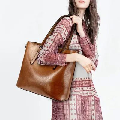 Women Handbags Tote Shoulder Bags for Women Large PU Leather Top Handle Satchel Messenger Bag Handbag Brown