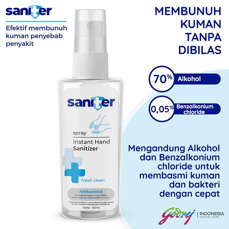 Saniter Hand Sanitizer Instant Spray 60ml 1 Pcs Lazada Indonesia 0871