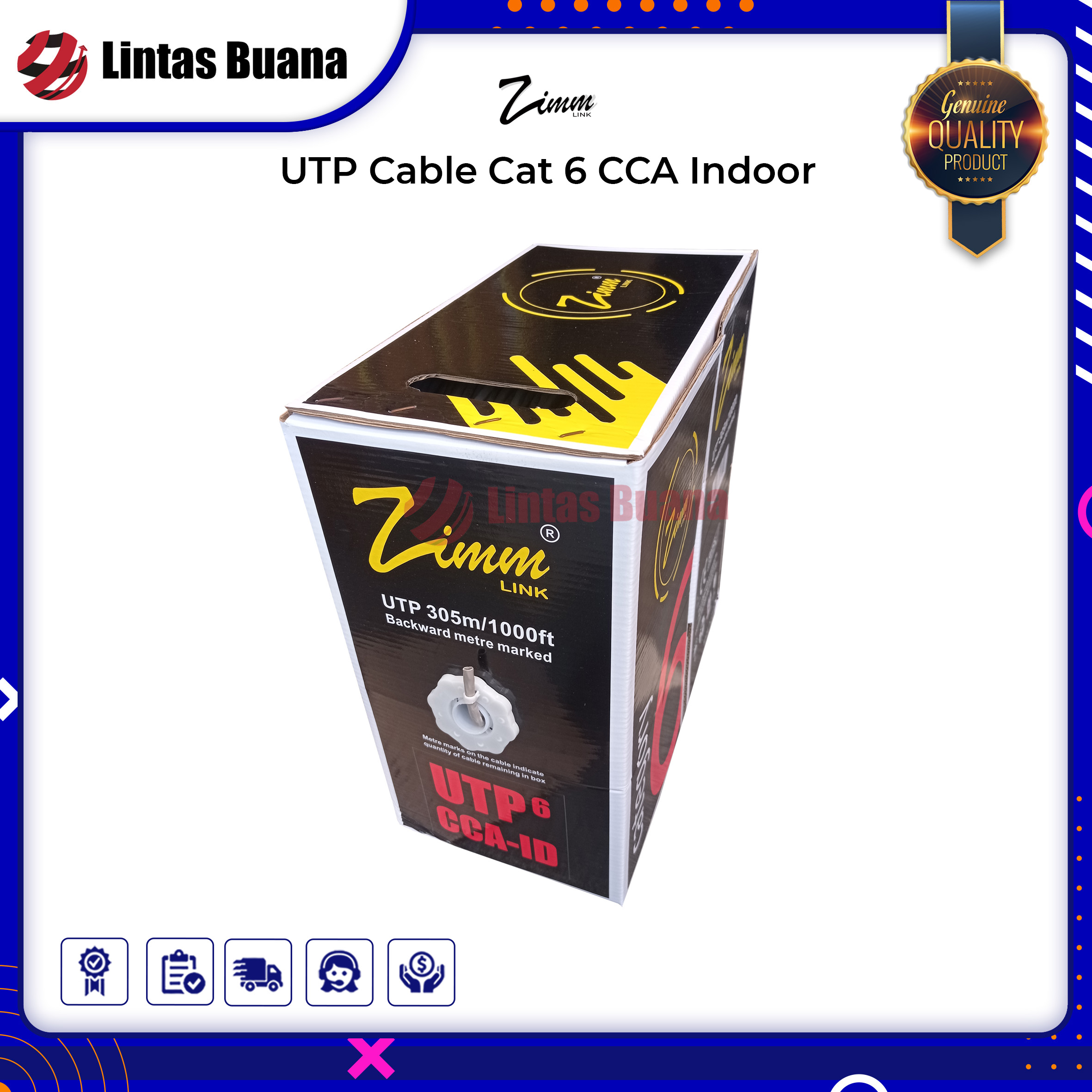 Kabel Lan Cat6 Zimmlink CCA UTP 305 Meter 1 Roll Lan Cable Cat 6 CCA Kabel Lan Cat6 Zimmlink CCA UTP 305 Meter 1 Roll Lan Cable Cat 6 CCA