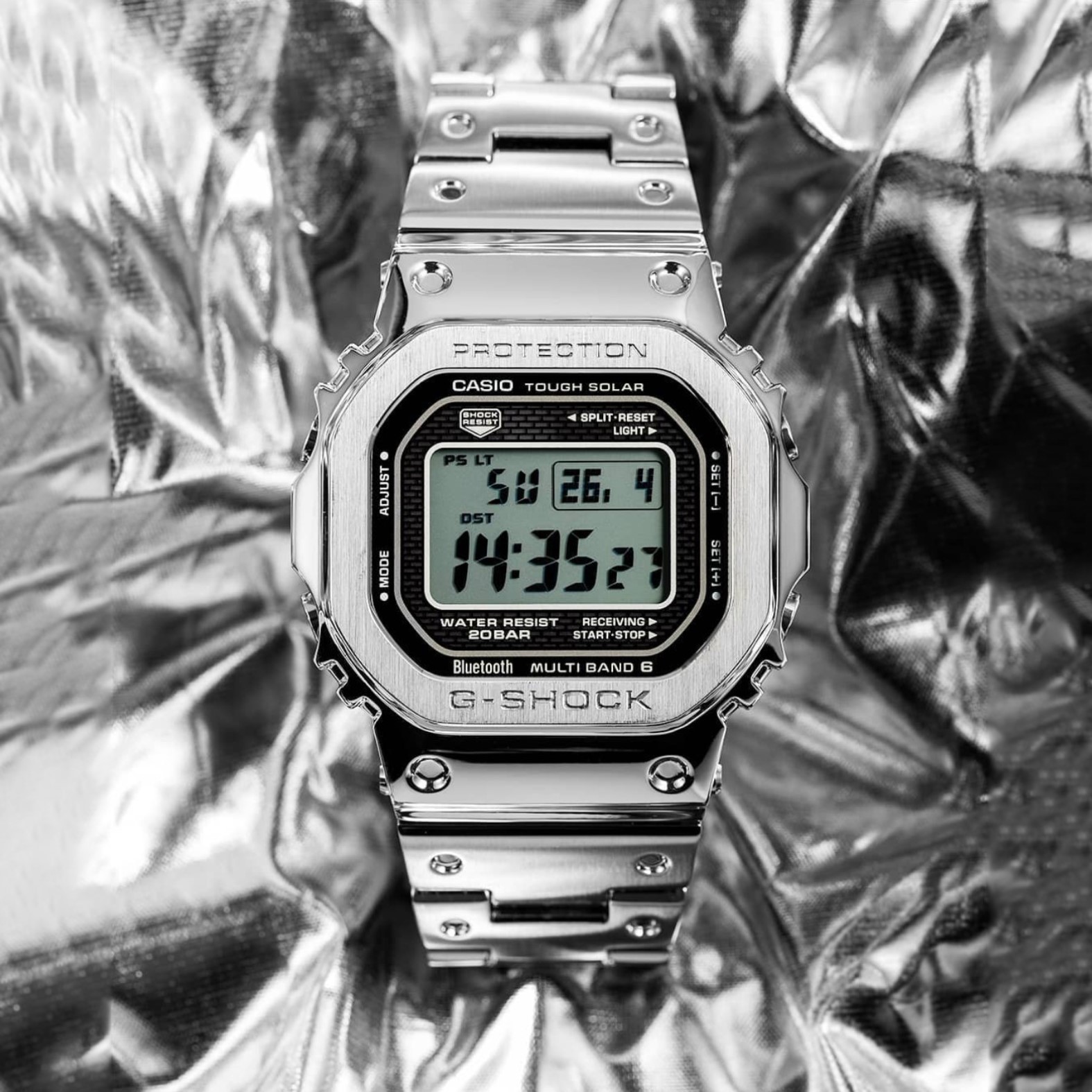 Jam Tangan CASIO G-Shock GMW-B5000 Series Silver GShock GMW-B5000