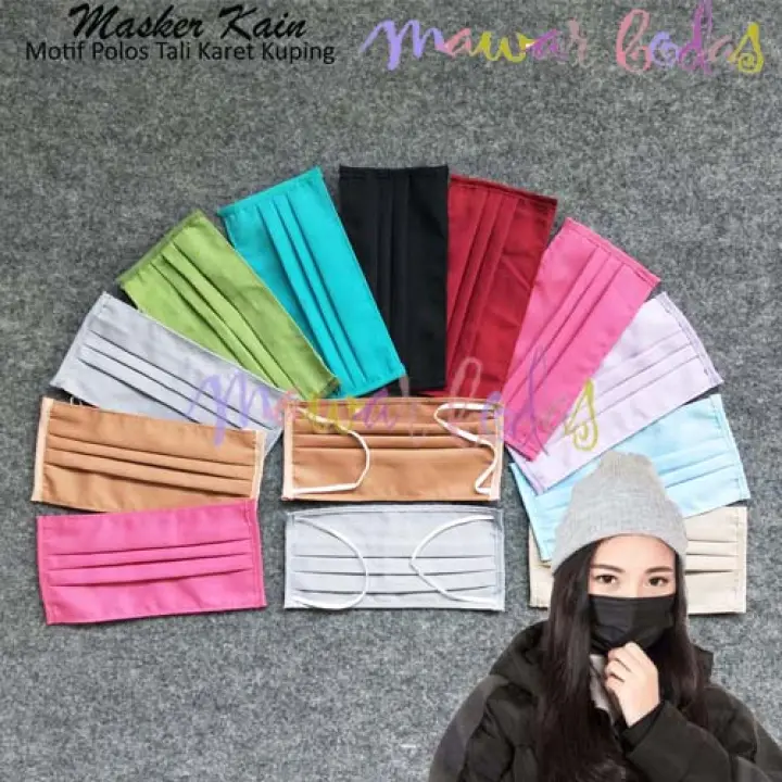 Masker Kain Polos Tali Karet Kuping - Masker Mulut Warna Random ...