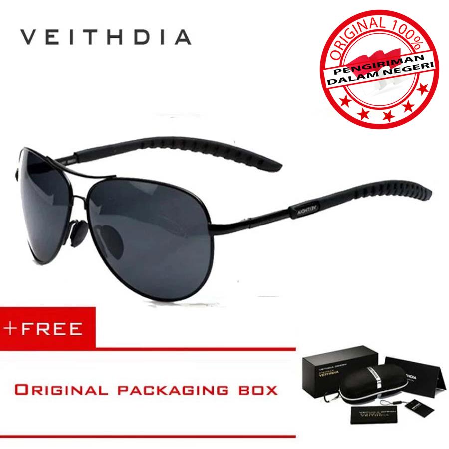 VEITHDIA 3088 Kacamata Hitam Pria Wanita Pilot Aviator Aluminium Sport dan Travel Elegant Polarized Sunglasses Free Hardcase Original