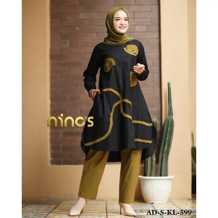 Setelan Tunik Ninos K 599 Original Gamis Busui Wanita Setelan Tunik Wanita Setelan Baju Muslim Setelan