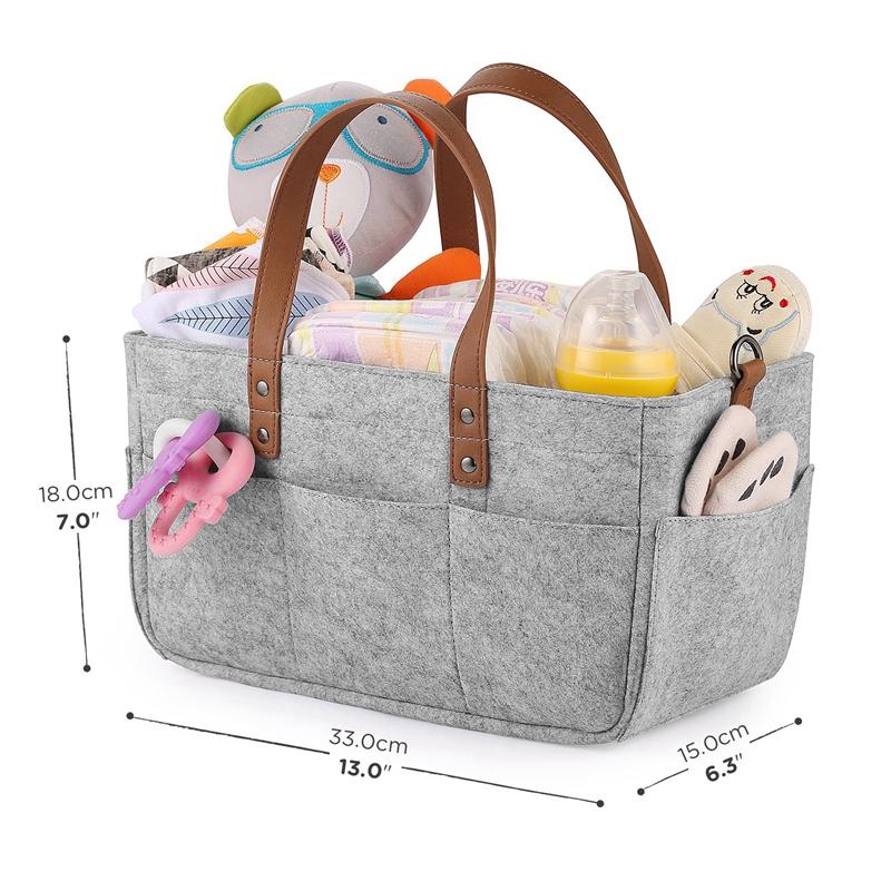 COSIFO Baby Diaper Caddy Organizer With Hook Dark Gray Diaper Basket Caddy Nursery Storage Bin Portable Holder Tote Bag For Changing Table And Car