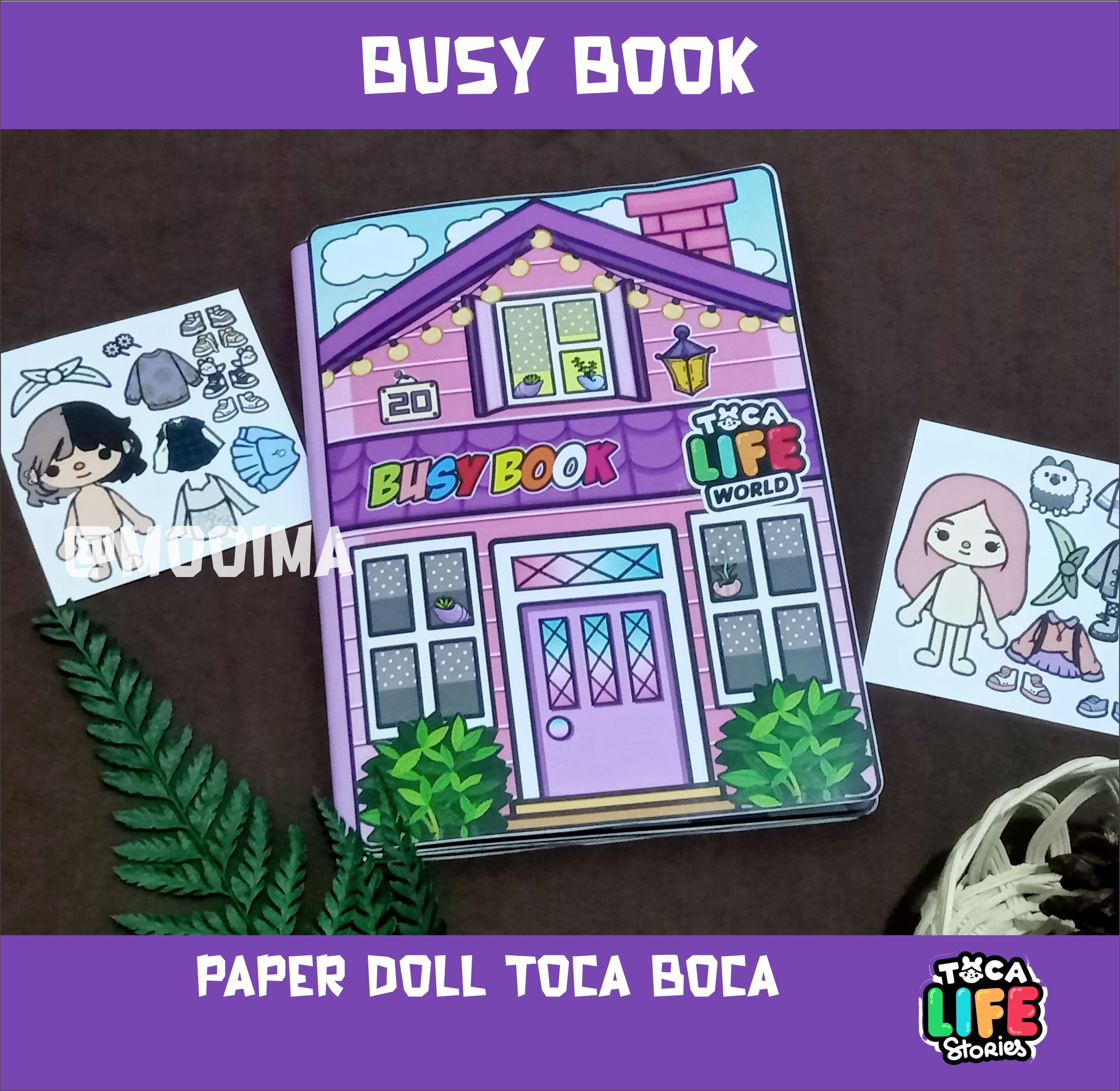 Quiet book toca boca ungu paper doll house toka boka life mainan