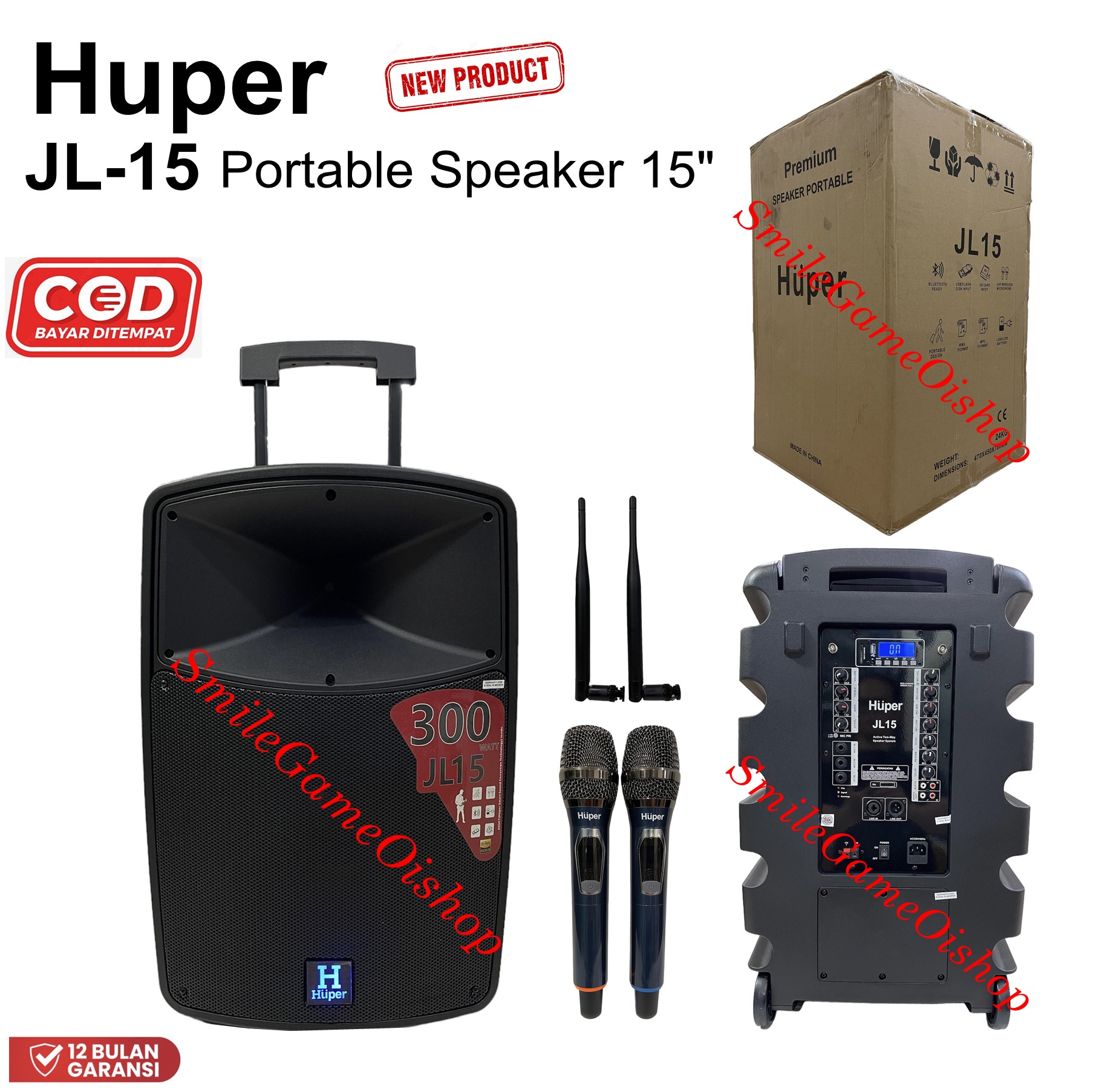 Speaker Bluetooth Huper Jl-15 Speaker Portable Huper 15 Inch - Wireless 