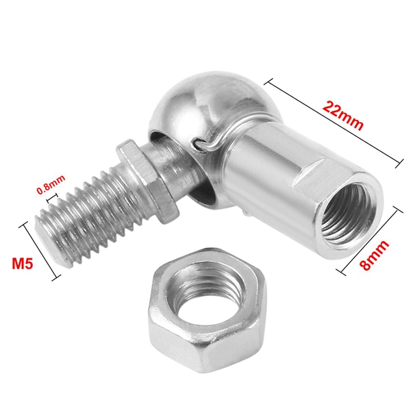 CS8, Rod End Ball Bearing with Stud, M5X0.8mm Carbon Steel Right Hand
