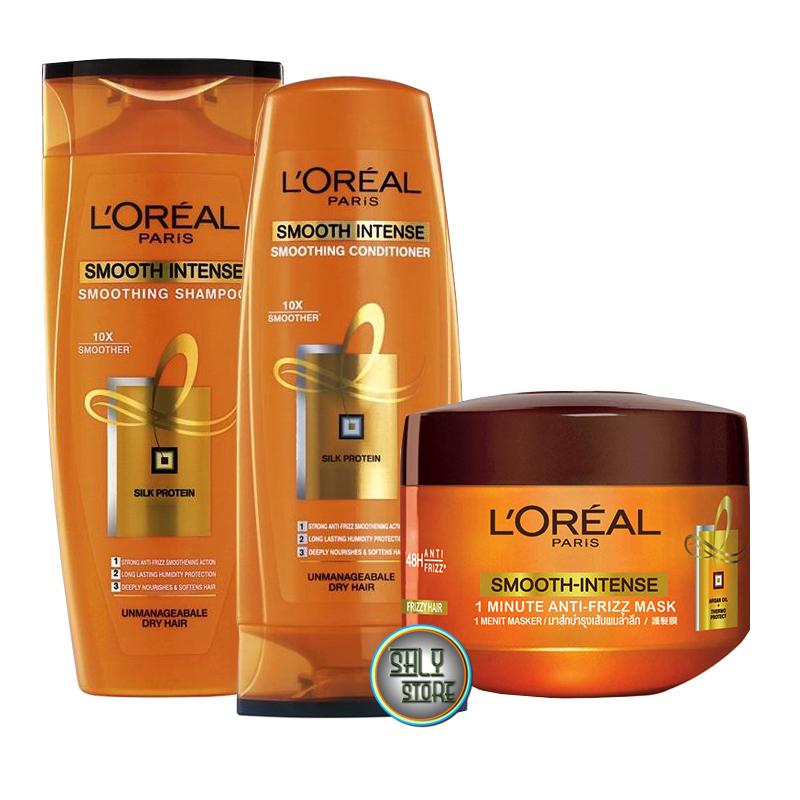 Paket Perawatan Rambut L Oreal Paris Smooth Intense Shampoo 170mL Conditioner 165mL Hair Mask 200mL 3 Pcs Lazada Indonesia