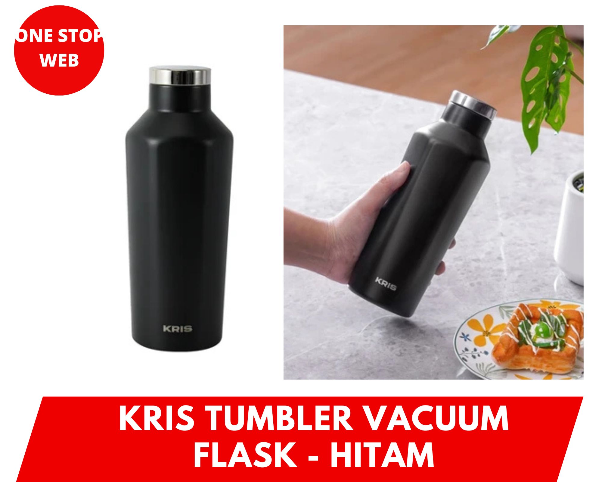 Kris Tumbler Vacuum Flask 500ml Hitam Stainless Steel Double Wall