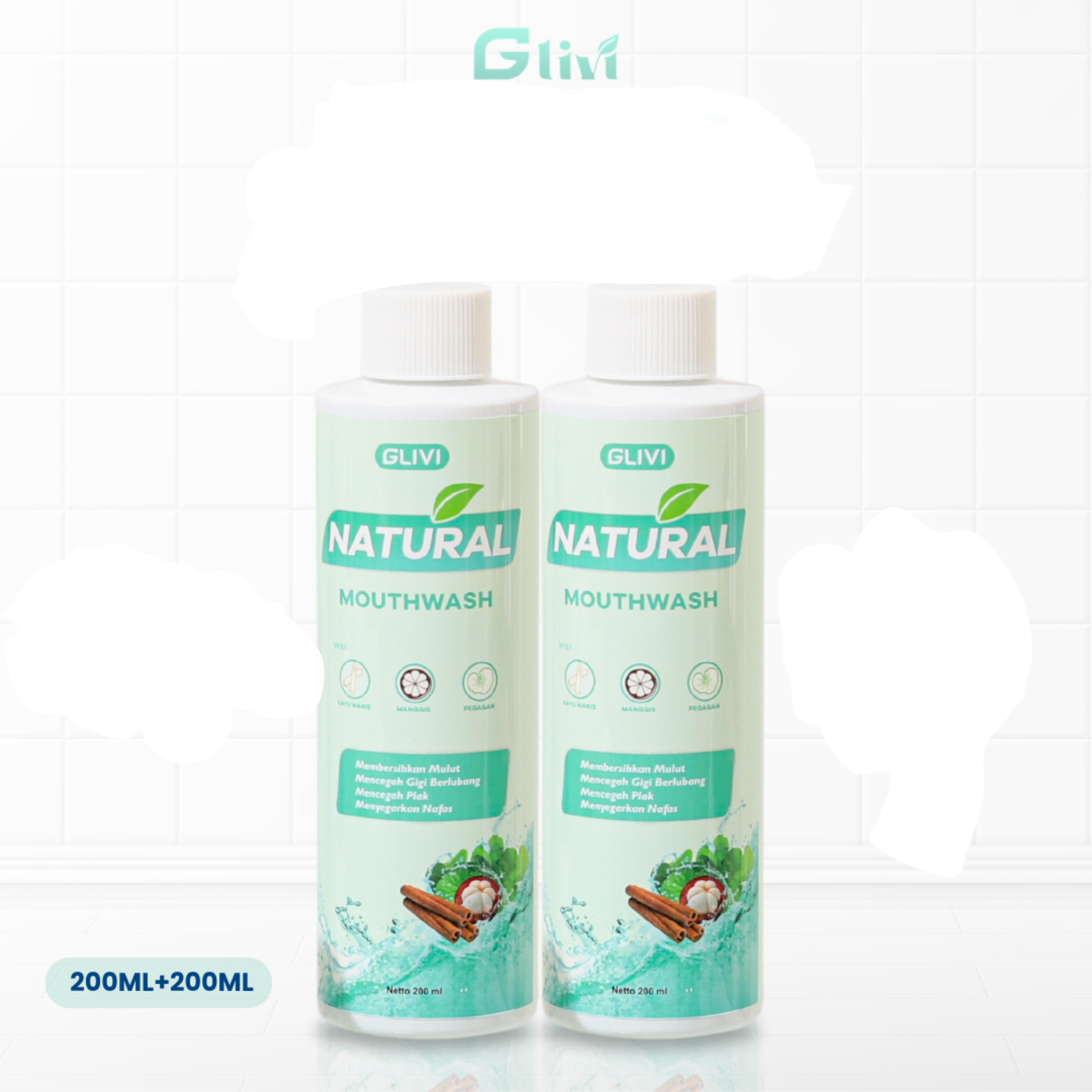 Glivi Natural Mouthwash mencegah gigi berlubang Anti bau mulut nafas
