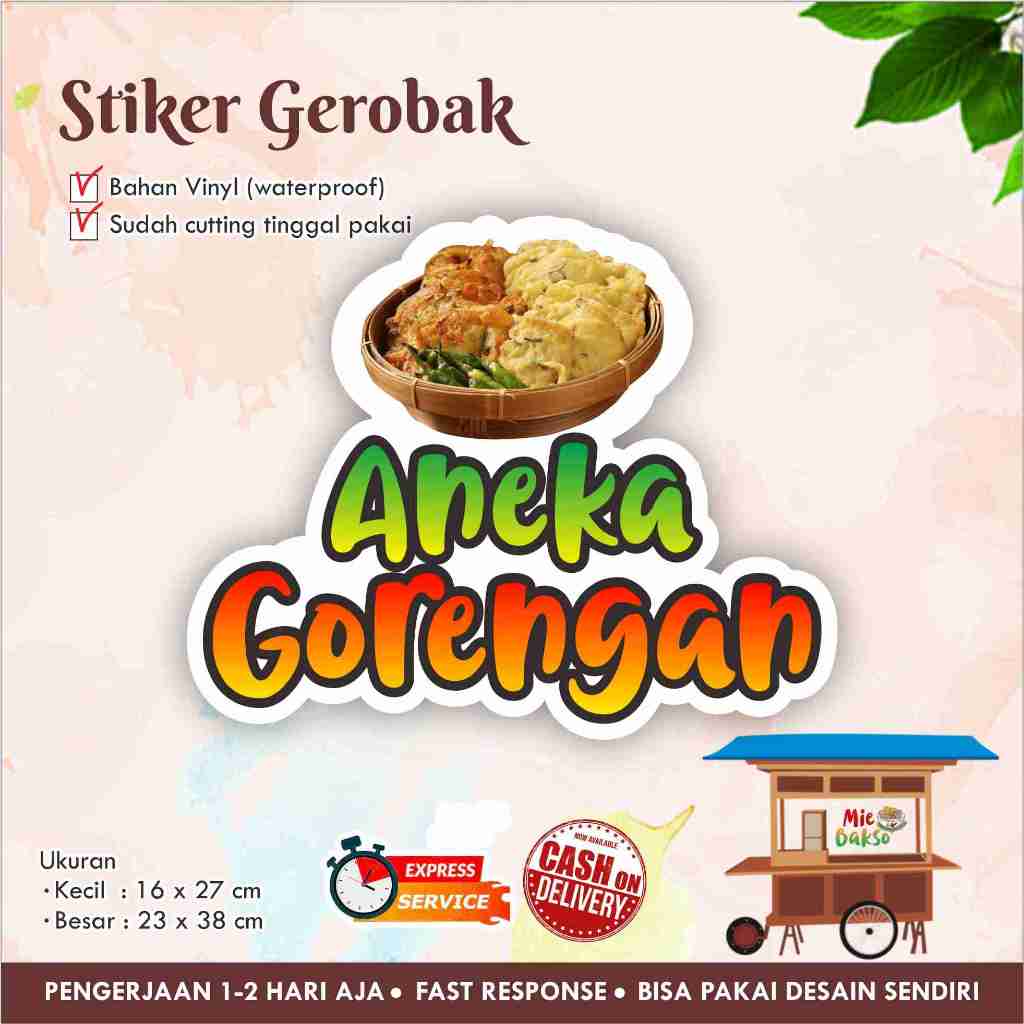 STIKER KACA GEROBAK VINYL ANEKA GORENGAN / LABEL MAKANAN | Lazada Indonesia