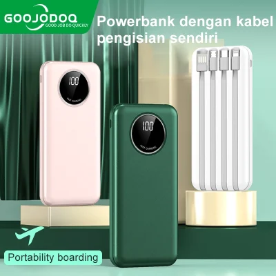 GOOJODOQ Power Bank Fast Charging Murah Mini PowerBank 10000 mAh with Kabel Data Iphone Type-C Micro USB