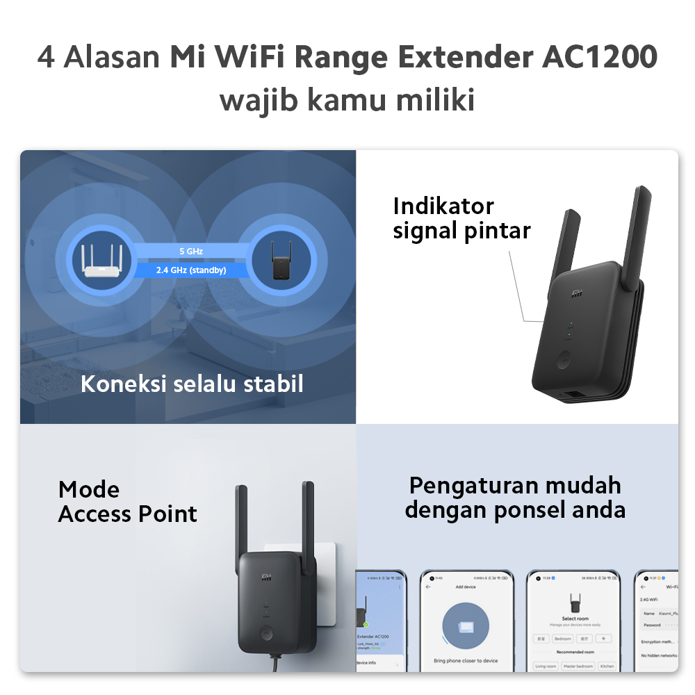 Xiaomi Mi WiFi Range Extender AC1200 | Berkecepatan Tinggi | Koneksi Stabil | Pengaturan Mudah [ Official Store ] - Gambar 4