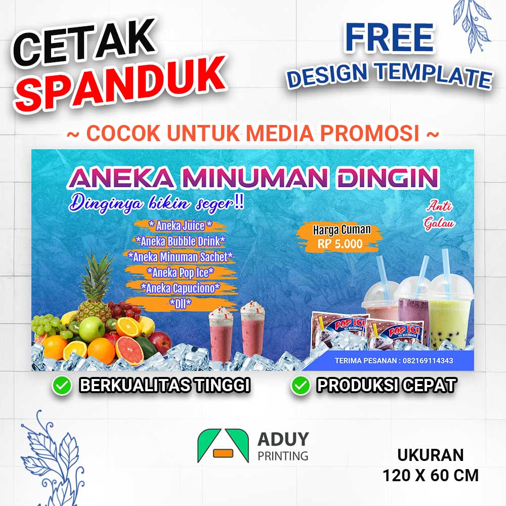 Spanduk Banner Aneka Minuman Dingin Teh Poci Pop Ice Boba Drink Juice