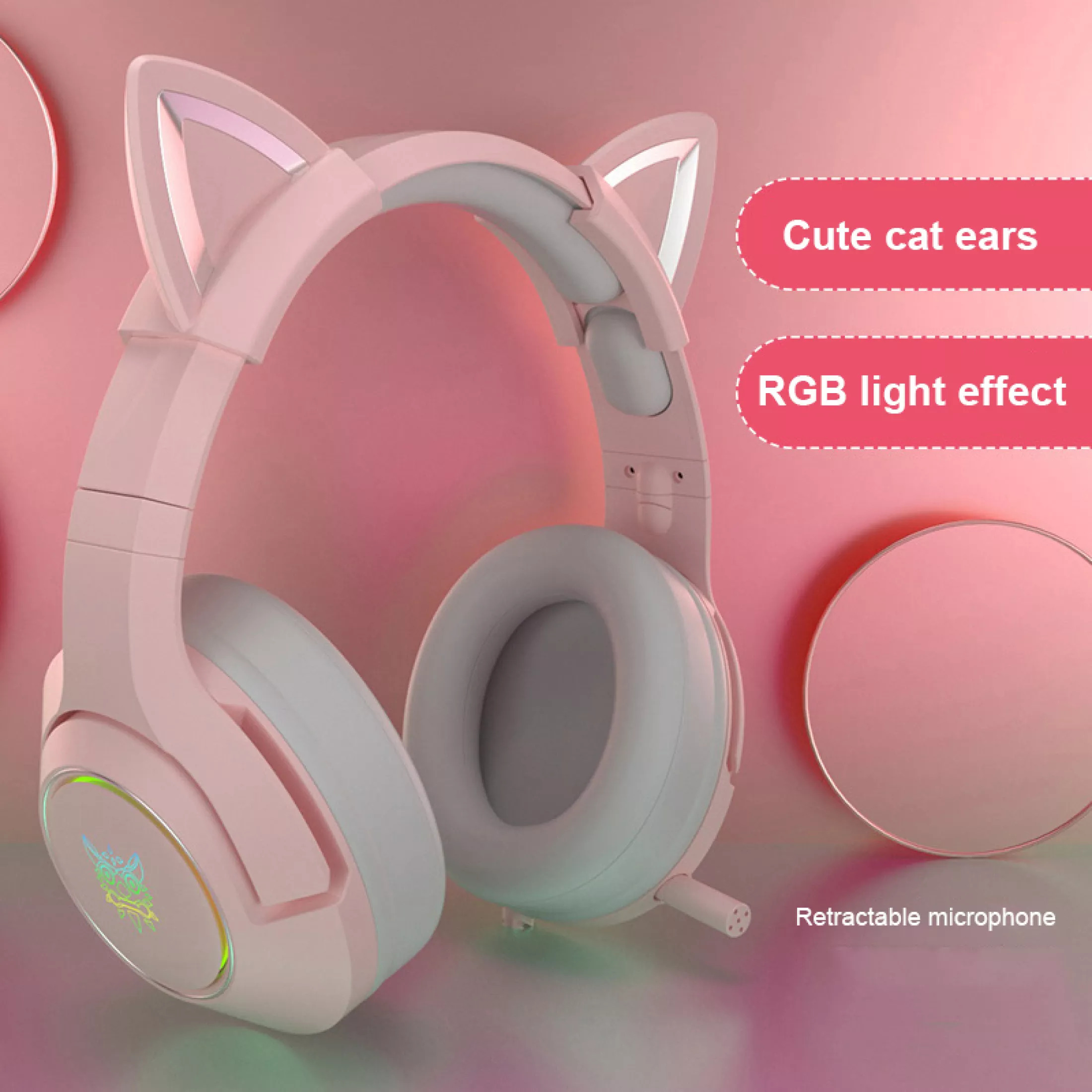 Onikuma K9 Rgb Baru Warna Pink Telinga 