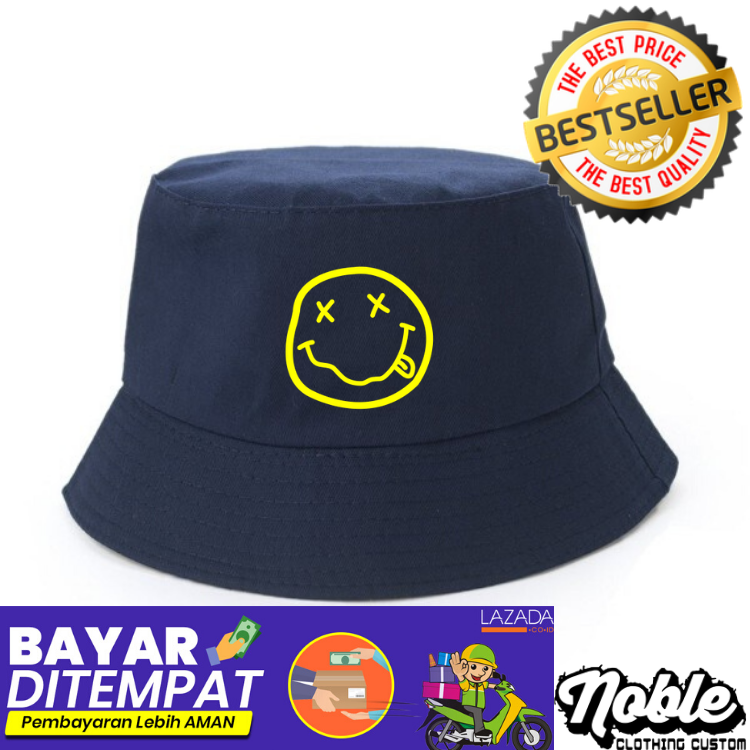 Topi Bucket Hat Nirvana Smile - Navy 