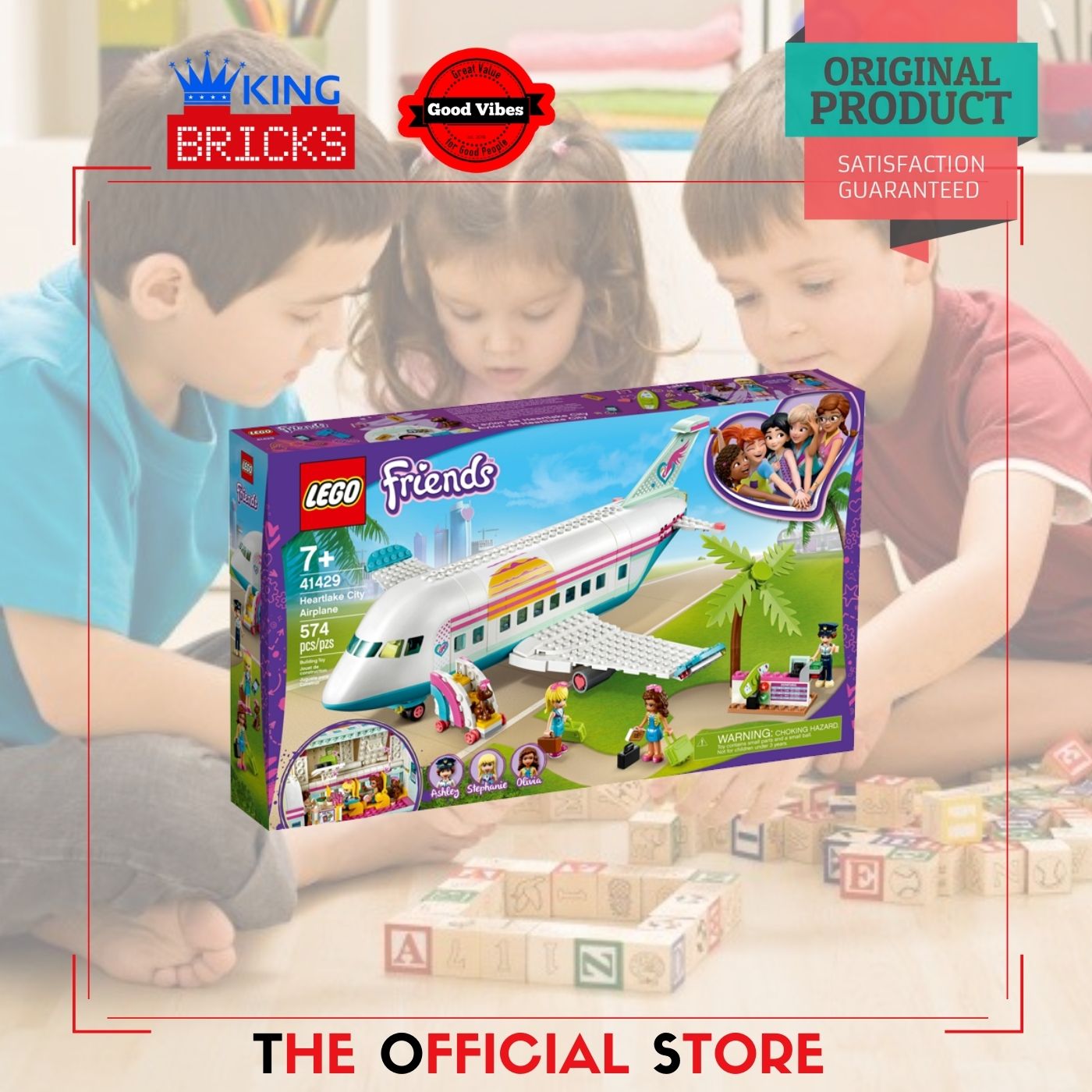 LEGO Original FRIENDS 41429 Heartlake City Airplane Mainan Anak