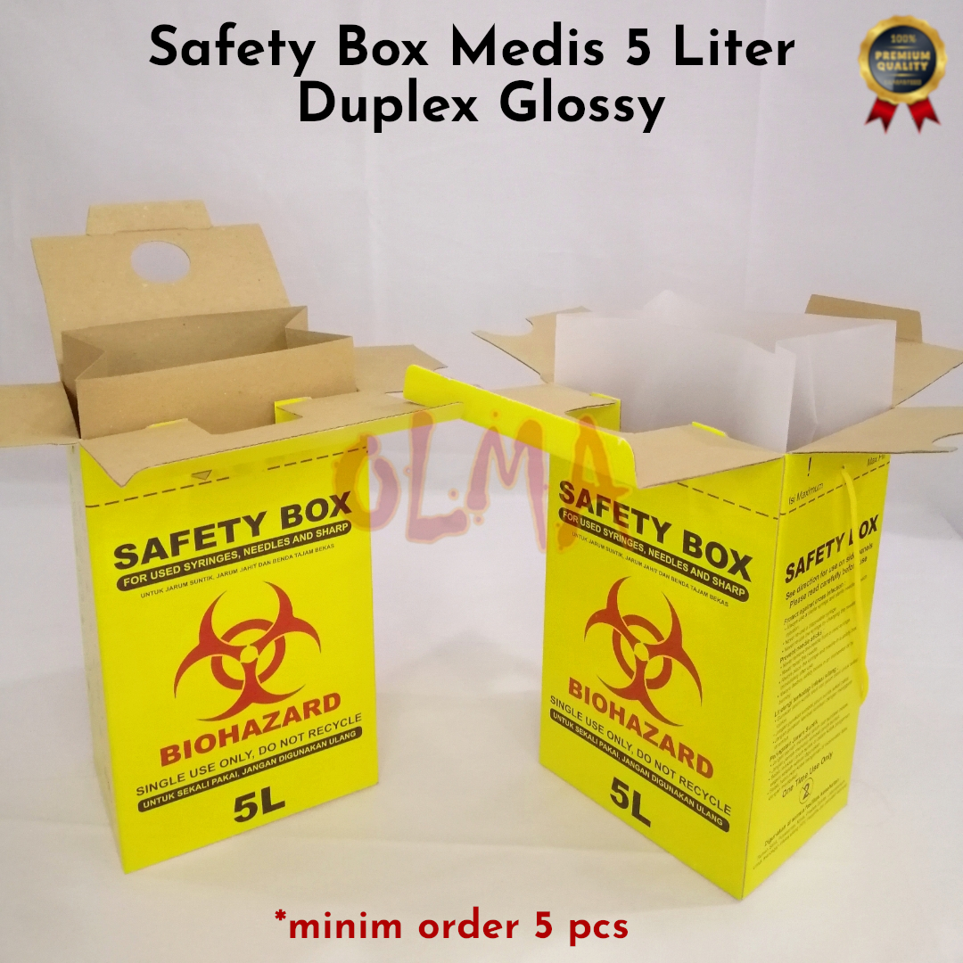 Safety Box Medis 5 Liter Free Inner + Tali Biohazard Limbah Infeksius