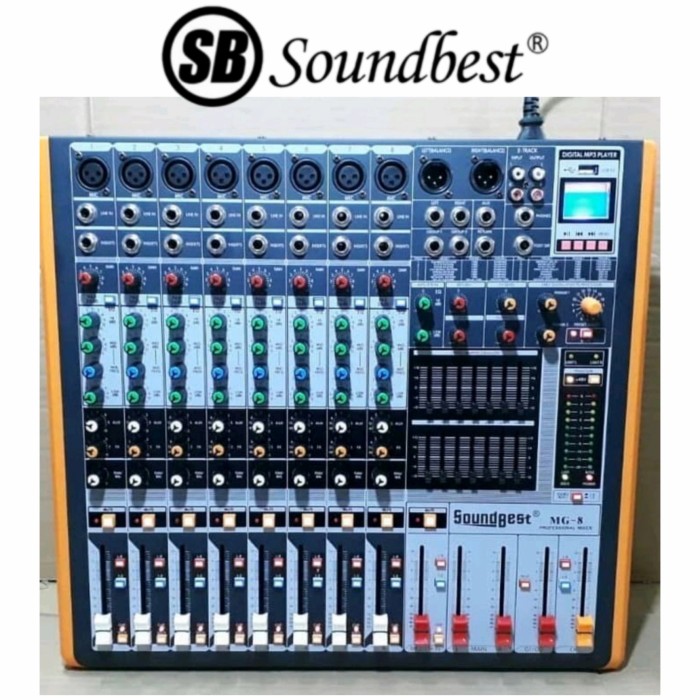 Power Mixer Soundbest Mg8 Usb Bluetooth Original Mixing Mg 8 Channel