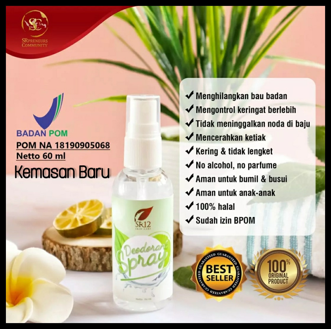Deo Spray SR12 BPOM Penghilang Bau Ketiak / Ketek dan Bau Badan 24Jam