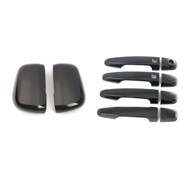 2 Set Car Accessories: 1 Set Car Rearview Side Mirror Decorative Covers Frame & 1 Set Car Exterior Door Handle Cover