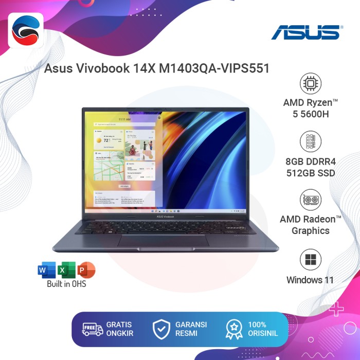 Asus Laptop Vivobook 14x M1403qa Vips551 Amd Ryzen 5 5600h 8gb 512gb Ssd Lazada Indonesia 1994