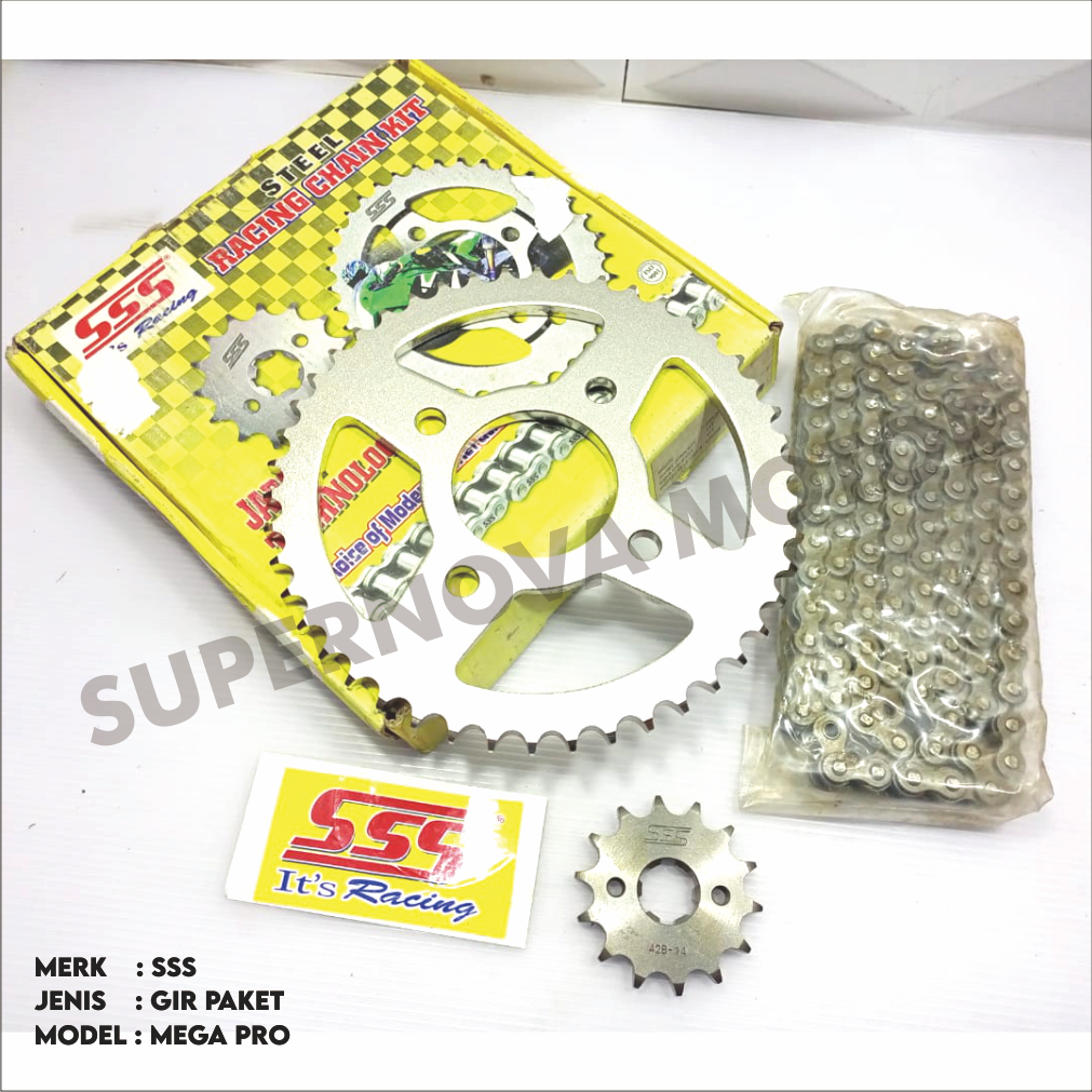 GIR PAKET GEAR SET MEGAPRO GIR SPROCKET MOTOR HONDA MEGA PRO MERK SSS