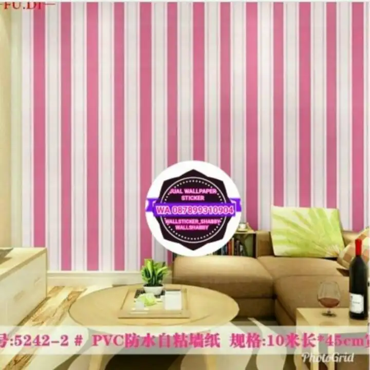 Salur Pink Wallpaper Dinding Wallpaper Sticker Wallpaper