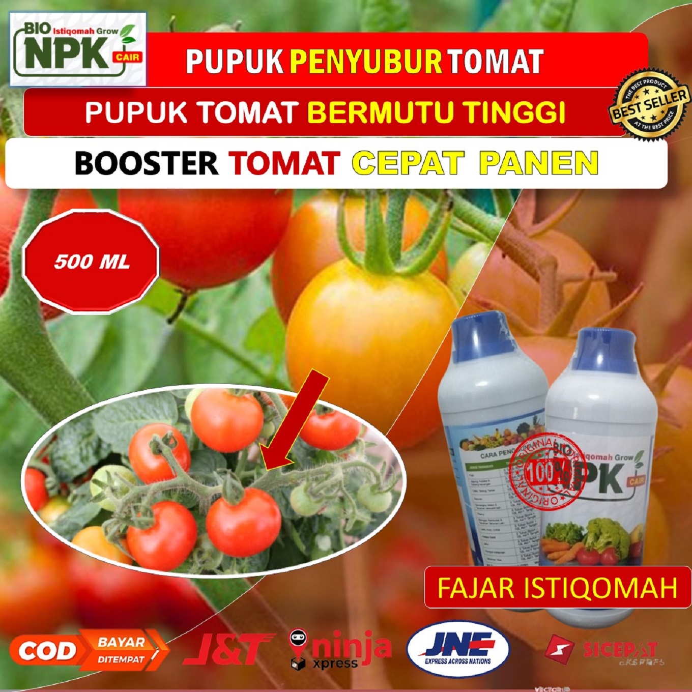 (ISI 500 ML) BIO ISTIQOMAH GROW PUPUK NPK CAIR Pupuk PELEBAT BUAH TOMAT ...