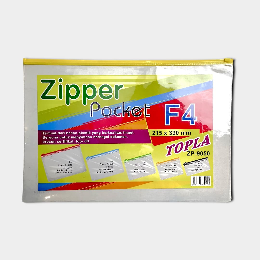 Topla Zipper Pocket Mika Map Plastik Transparan Ukuran F4 A4 A5 A6 12 ...