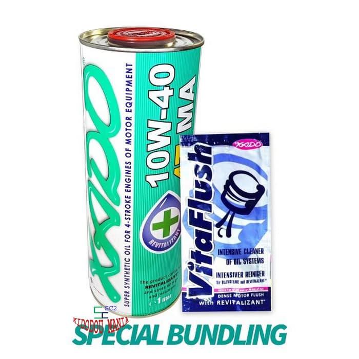 Xado Paket Oli Atomic 10W-40 4T MA 1L - Vitaflush 20 Ml Murah