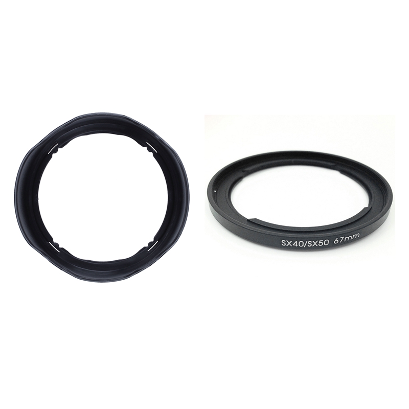 1Pcs LhDc60 Camera Lens Hood & 1Pcs 67Mm Filter Adapter for Canon